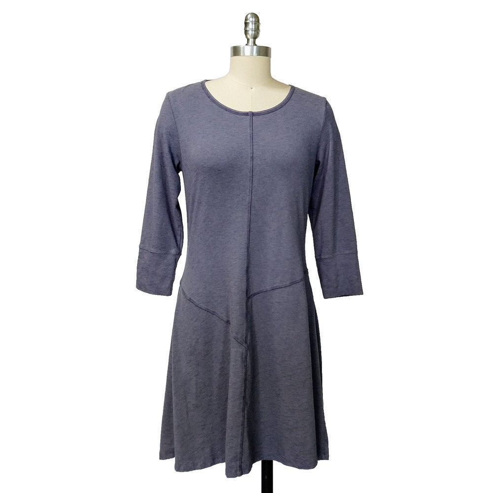 Blue Canoe Slub Puzzle Dress Size S Blue 3/4 Sleeve Organic Cotton Blend Soft